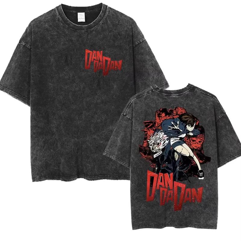 Hot Sale Anime Dandadan Okarun DanDaDan Graphic Print T-shirt Men Women Vintage Washed Fashion Loose Casual Oversized Short Sleeve Summer New Tee