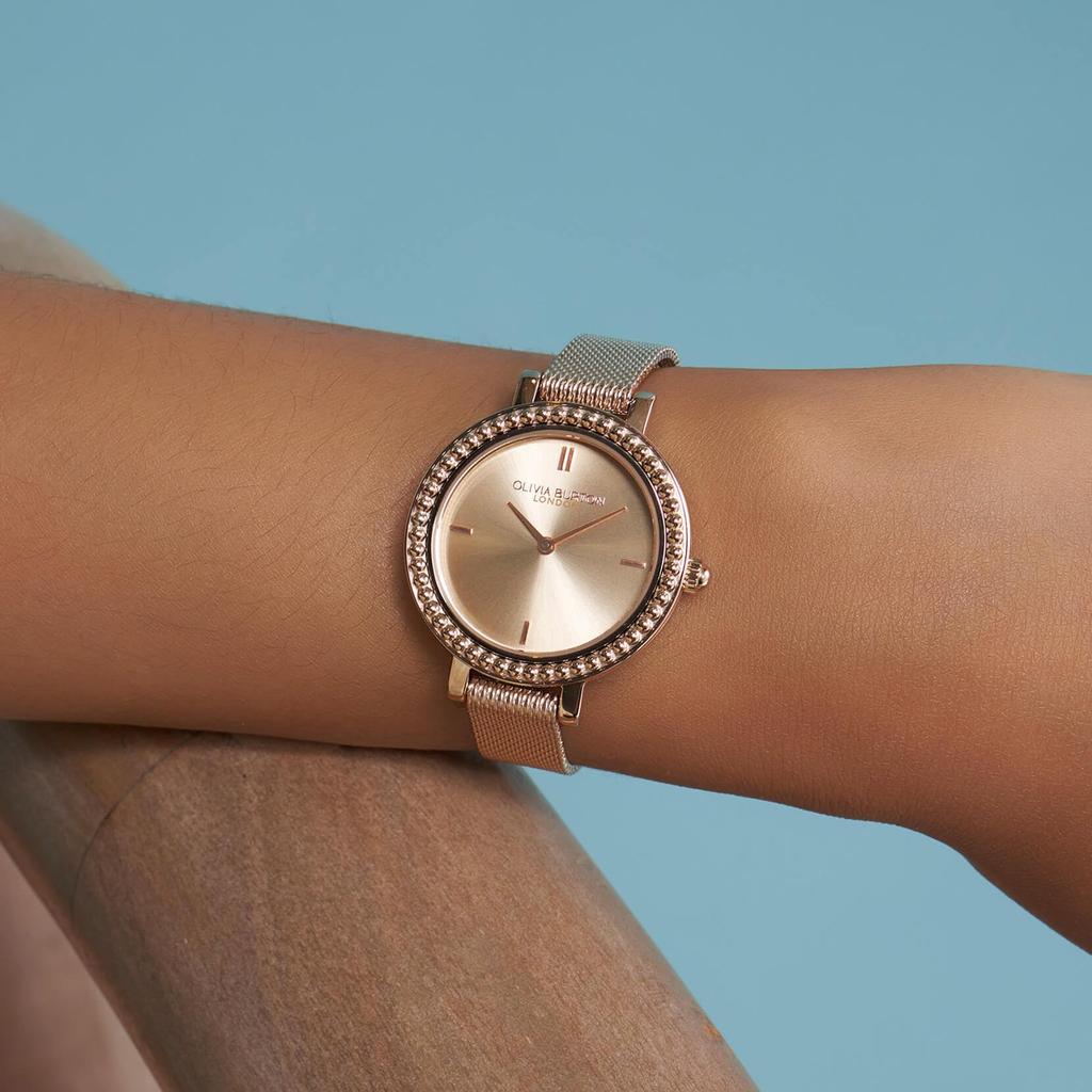 Официальный дилер Часы Olivia Burton Classics Винтажные с бисером Розовое золото Солнечные лучи Сетчатый браслет [OLIVIA BURTON] Женские ob24000162, 30 мм,