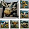 Funny Animals Cow Giraffe Pillow Case Short Plush Double-sided Print Square Throw Pillow Covers Sofa Home Cushion Decor