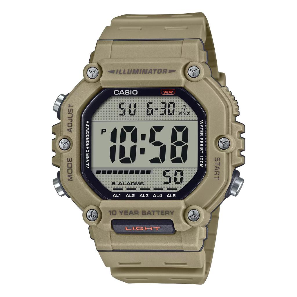 Casio Серия Black LED Illuminator Цифровые часы AE-1600H 10-летней батареей, Бежевые, AE1600H-5AV.