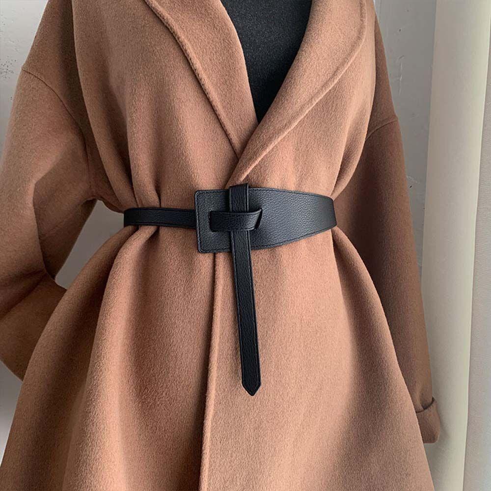 Coat Decorations Coat Knotted Thin Knotted Waist Strap Corset Belt PU Leather Belt Women Waistbands