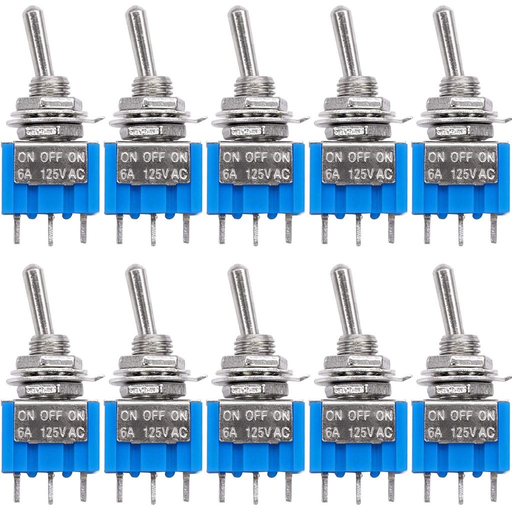 10Pcs/Set DIY Toggle Switch ON-OFF-ON 3Pin 3 Position Latching MTS-103 AC 125V/6A 250V/3A Power Button Switch Car