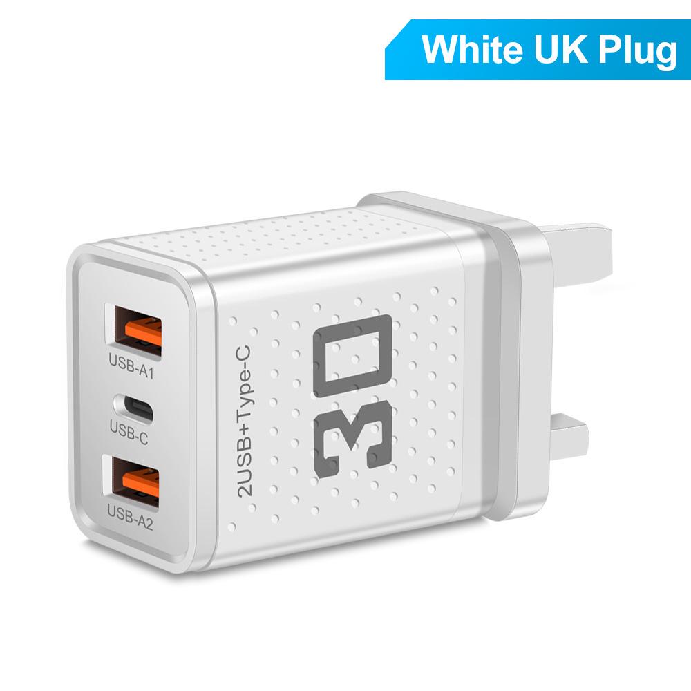 Дорожное зарядное устройство 2,4 А PD+2USB - Штекер США/ЕС/Великобритании
