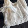 Small Fresh Lace Flower Canvas Bag Women's New Large Capacity Shoulder Tote
