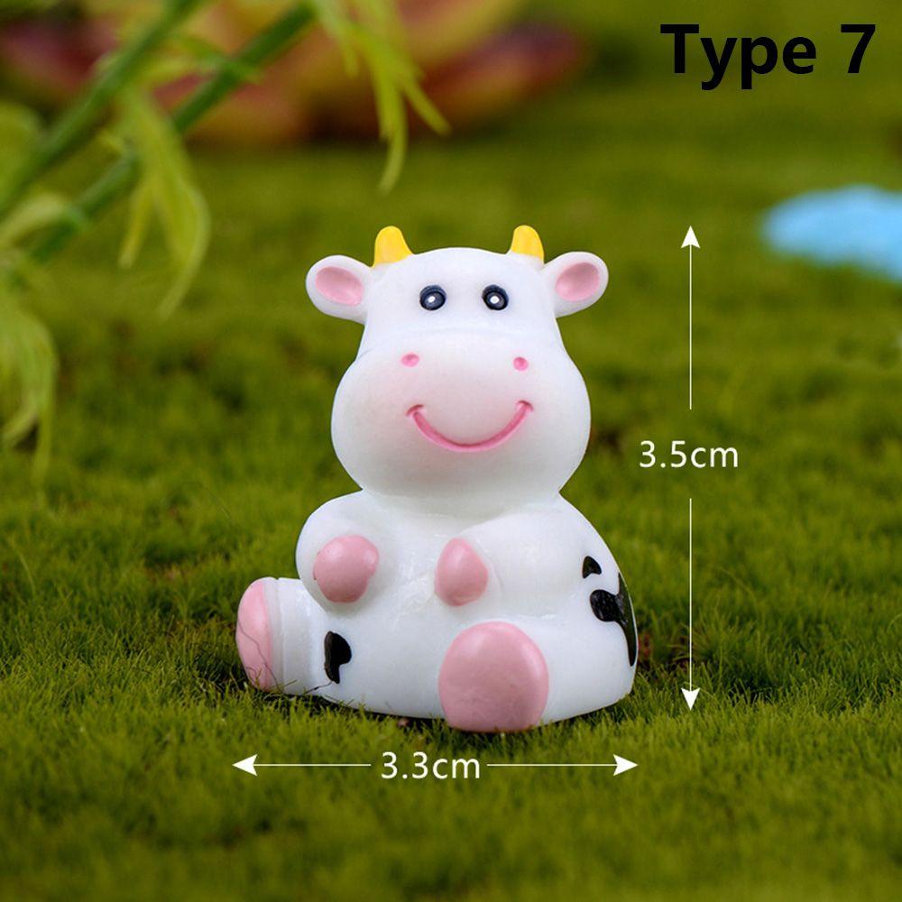 Fairy Garden Micro Landscape Animal Model Little Statue Cow Figurines Miniature Dairy Cattle