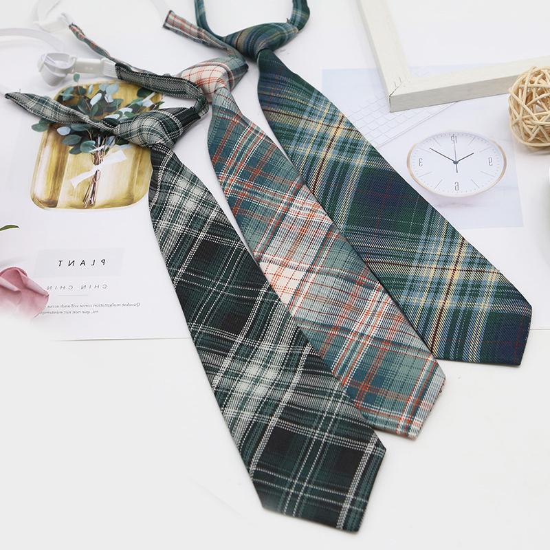 Creative Knot-Free Tie Student Preppy Print Color Plaid Jk Tie