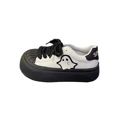 Белые шнурованные БЕЛЫЕ весенние спортивные кроссовки для бега на толстой подошве, повседневные женские туфли, спортивная женская обувь на платформе, вулканизированная обувь, тренд для мам