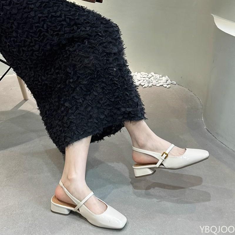 Summer Mary Jane Sandals Women's Thick Heel Shoes One Button Baotou Single Shoe Elegant Comfortable Ladies Sandals Zapatos Mujer