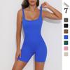 European & American High Elastic Ribbed One-Piece Bodysuit - Seamless, Breathable Yoga Suit with Airy Back Design