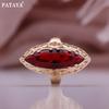 PATAYA Rose Gold Color Daily Hollow Rings Horse Eye Red Artificial Zircon Unique Women Rings