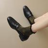 Krazing Pot Sheepskin Round Toe Low Heels Spring Shoes Brogues Slip On Big Size 43 Leisure Women Pumps
