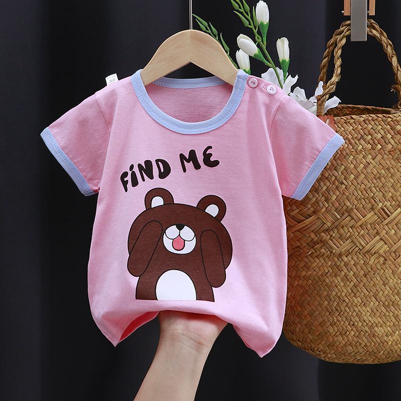 Детская хлопковая футболка с рисунком: Летний топ с коротким рукавом для мальчиков и девочек, новый корейский стиль