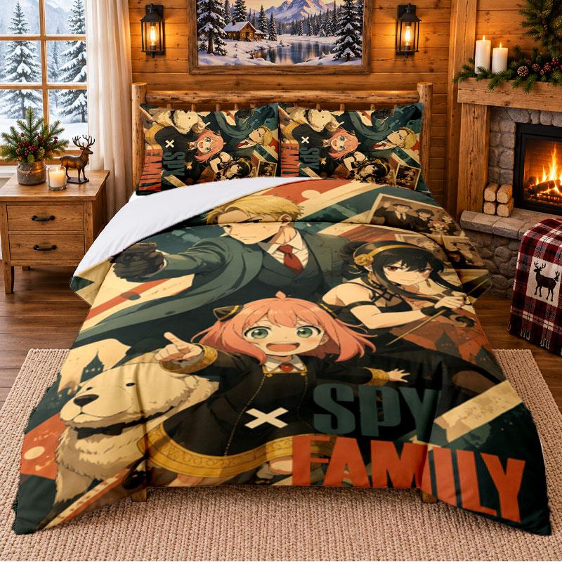 Spy × Family Pattern Bedding 3Pcs Set Bed Sheet And Pillowcases For Indoor Bedroom