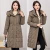Women's Mid-Length Wavy Hood Down Coat - Loose Fit, Slimming, Korean Style Winter Outerwear