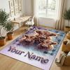 Cow Highland Theme Crystal Velvet Rug Personalized Custom Name Text Soft Floor Mat Home Decor