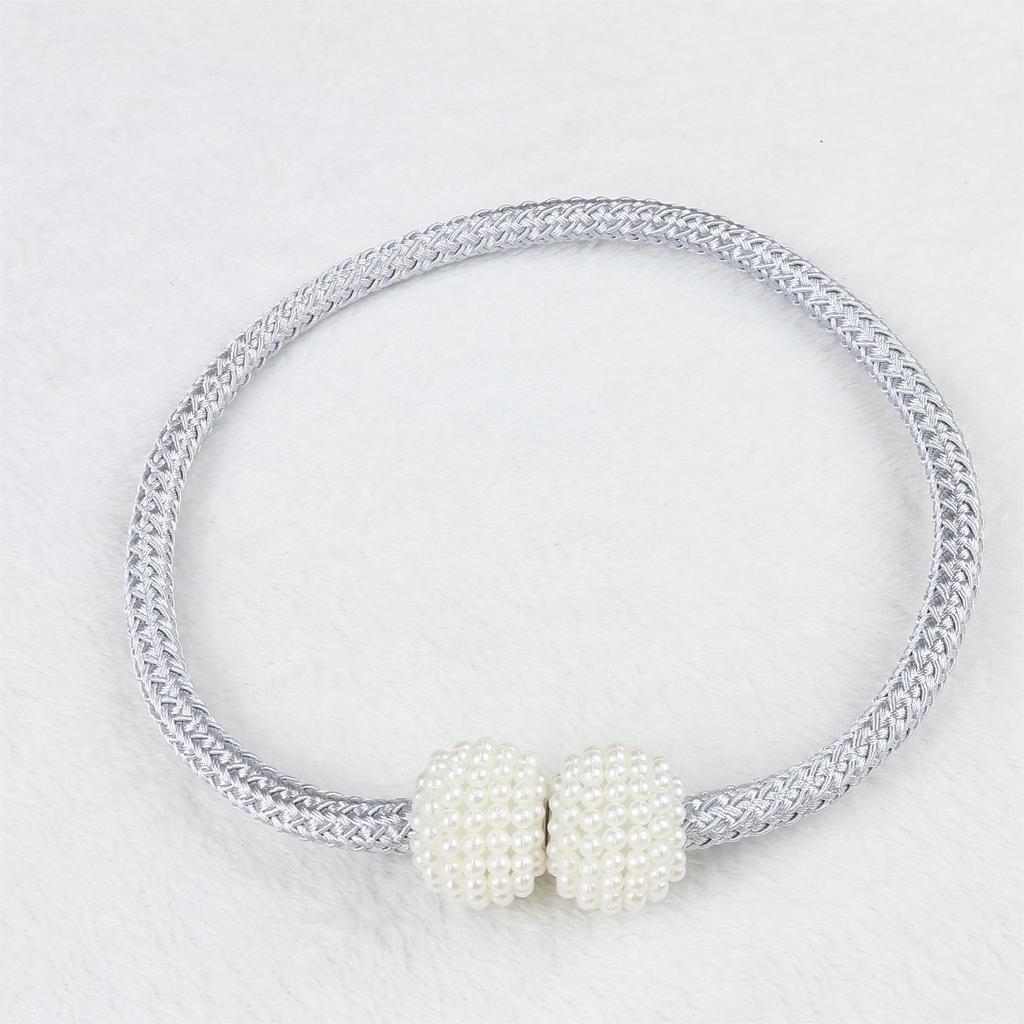 Magnetic Curtain Tiebacks Pearl Ball Home Curtain Buckle European Decoration Weave Clips Rope Straps Holder for Big Drapries