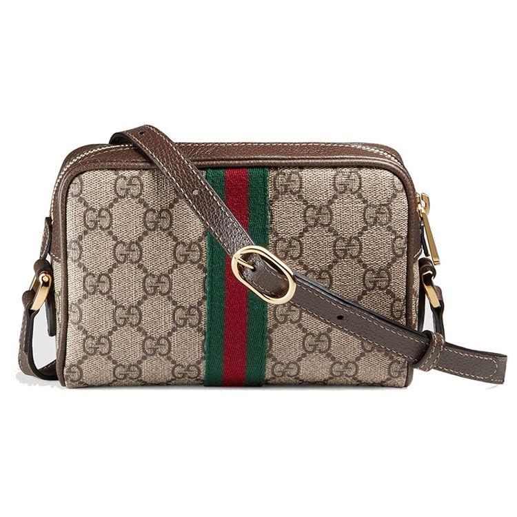 Gucci Мини-сумка-кроссбоди для камеры из канвы GG Supreme с ремешком-лентой и золотой фурнитурой. Для унисекс. Для повседневного использования.