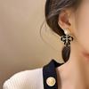 Accessories for Women S925 Silver Needle Pearl Black Border Bow Earrings for Women with Light Luxury Temperament Jewelry Gifts