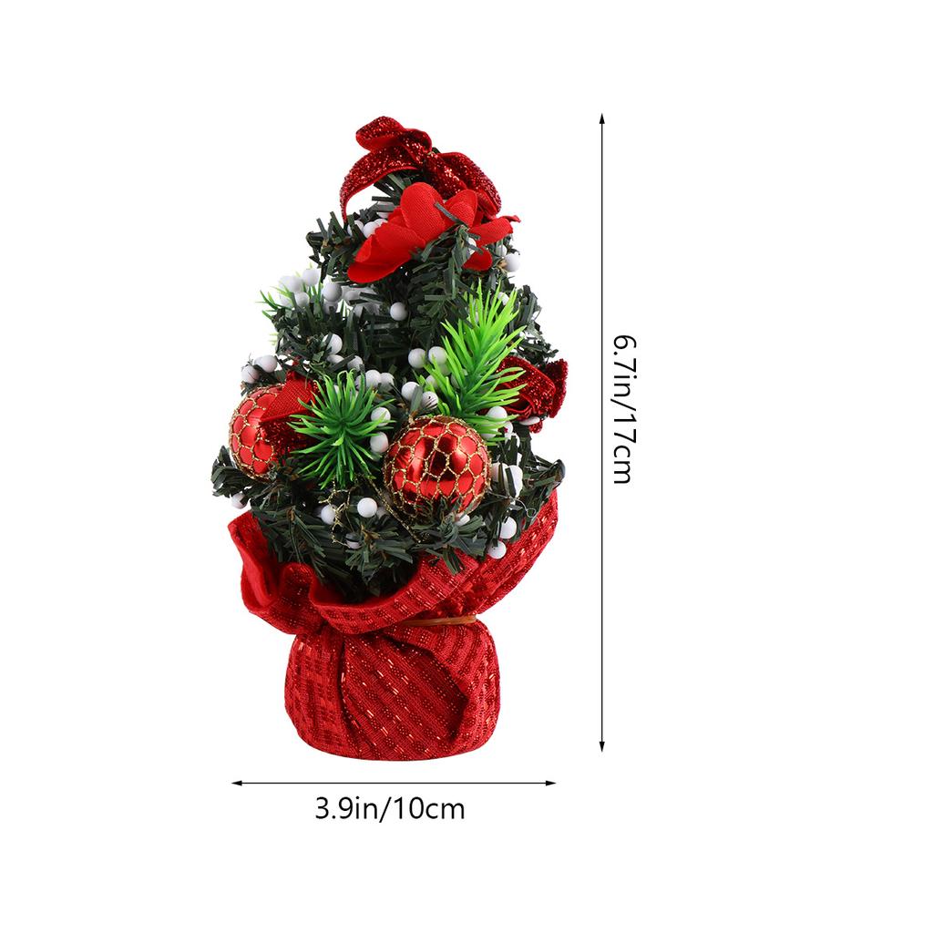2Pcs Mini Christmas Tree Small Xmas Tree Decorative Tabletop Holiday Room Office Party Supplies Decorative Trees