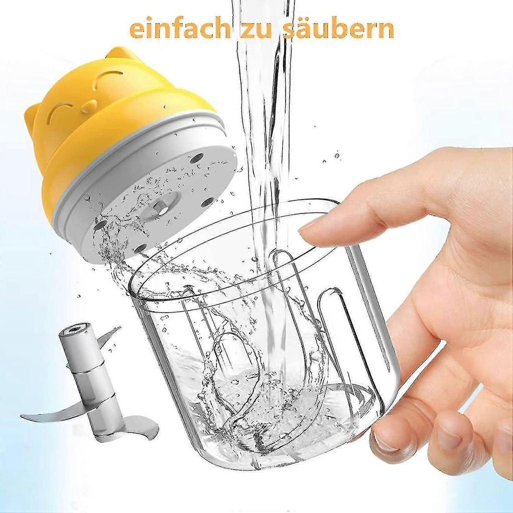 Electric Chopper, 250 Ml Wireless Portable One Button Operation For Garlic, Chilli, Vegetables(yellow)