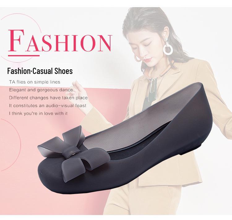 2024 Women's Bow Jelly Sandals: Thick Sole, Soft Material, Casual Low-Cut Beach Shoes