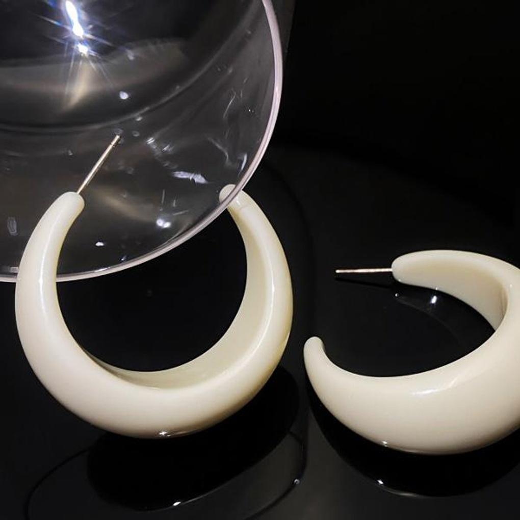 Women's Daily Orange Ivory Silver Needle Earrings