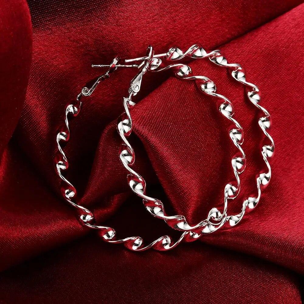 CHSHINE Fashion Jewelry 925 Sterling Silver 5cm Earrings Temperament Woman Beautiful Big Circle Earrings