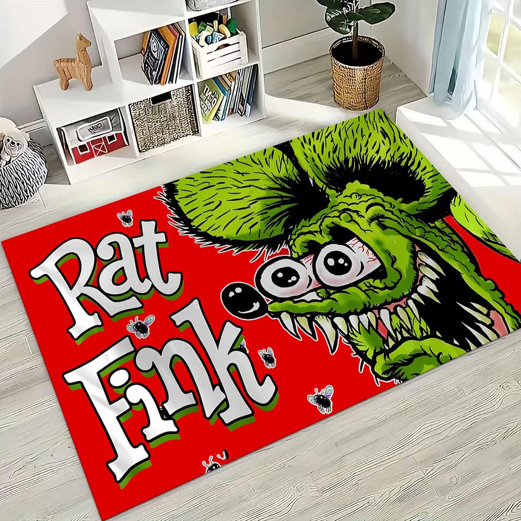 3D Бунтарский RAT FINK Автомобили Знак Мультяшный Ковер для Спальни Гостиной Дивана Дома Декор Приветственный Коврик, Большой Детский Игровой Нескользящий Напольный Коврик