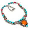 Natural Tibetan Turquoise, Coral Gemstone Handmade Jewelry Necklace 18" i2U00