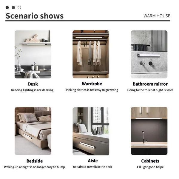 1шт светодиодный датчик движения для шкафа, освещение под столешницей, интеллектуальное освещение, беспроводные магнитные USB-аккумуляторные кухонные ночники
