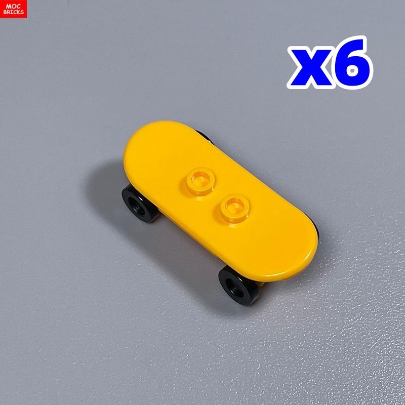 6 шт. Кубики MOC Игрок на скейтборде с колесами Парк Уличная сцена Строительные блоки 88422 42511 Пластиковый материал Детские игрушки Подарки
