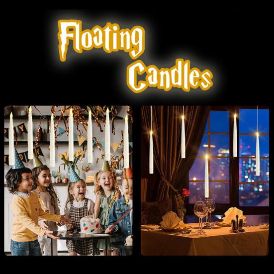 Yousheng 10 шт. плавающие свечи с палочкой дистанционного управления магические подвесные беспламенные свечи светодиодные мерцающие конические свечи для украшения вечеринки на Хэллоуин