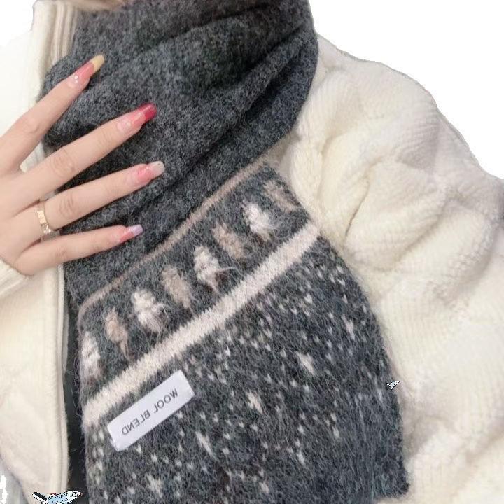 Высококачественный женский и парный красный шерстяной вязаный снуд - Теплый рождественский шарф для осени и зимы