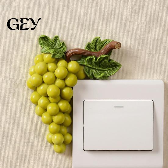 Socket Surround Decor Fruit Switch Wall Stickers, Creative Kitchen 3D Cute Decorative Light Decal Decor, Resin Waterproof Hole Concealer