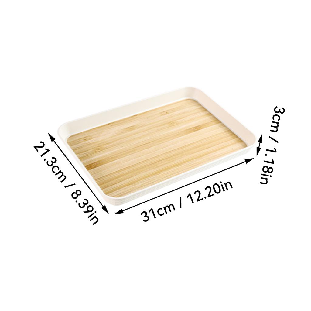 Wood Grain Storage Tray Multi-functional Rectangular Plastic Food Serving Tray Snack Dessert Tray Kitchen Living Room Tea Tray