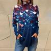 Футболки для женщин, осенние повседневные рубашки с длинным рукавом, толстовка с принтом, топ с высоким воротом, пуловер