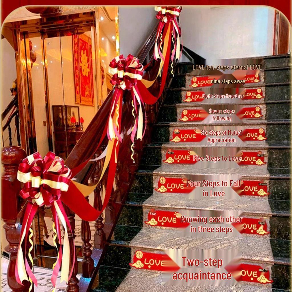Bridal Stair Railing Decoration Set with Balloons & Flowers