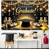 2025 Happy Graduation Backdrop Glitter Balloon Bachelor Cap Grad Class of Graduates Party Photography Background Decor Supplies