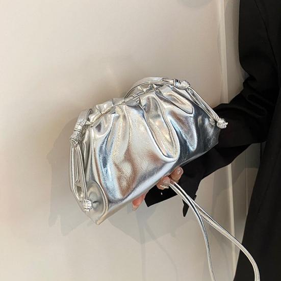 Women Clutch Purses Faux Leather Evening Bag Crossbody Purse Ruched Cloud Handbag Waterproof Shoulder Bag for Wedding Date Party