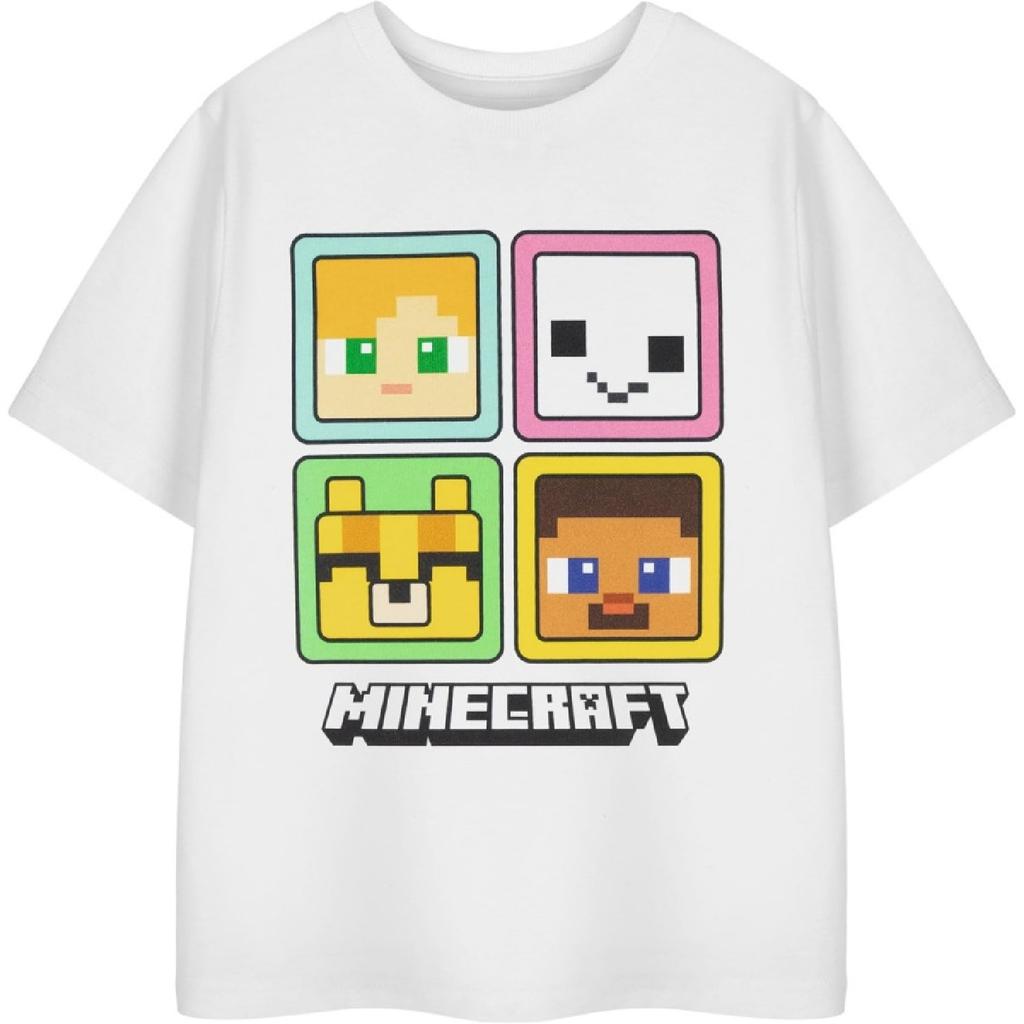 Белая футболка с графическим принтом для девочек Minecraft _ Разноцветная рубашка со Стивом, Алексом, Крипером, Эндерменом _ Классическая игровая тема