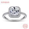 Lindon Classic 925 Sterling Silver  Zircon Ring Ladies Jewelry Wedding Promise Party Gift