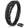Bracelet for Boys 17cm Black Leather Arm Jewelry Braided Wrap Chain Men's