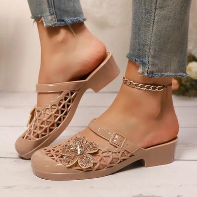 Мода 2025 Женская обувь Закрытый носок Женские тапочки Модные цветочные Повседневные тапочки Женские Летние Бестселлер Плоские тапочки Zapatos