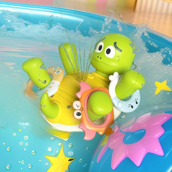 Детская игрушка для ванны с 5 кольцами Черепашка, брызгающая водой, обучающая игрушка для игр с водой