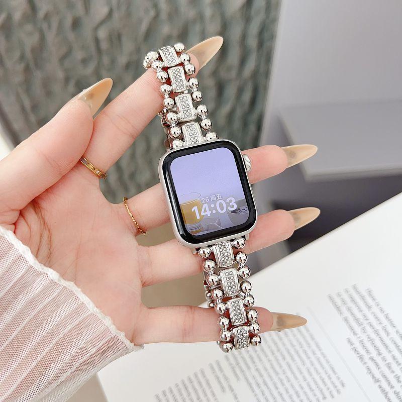 Металлический ремешок с бриллиантами для Apple Watch 38 40 41 44 42 46 49 мм Женский браслет Блестящий ремешок для часов из нержавеющей стали для iWatch S11 10 9 8