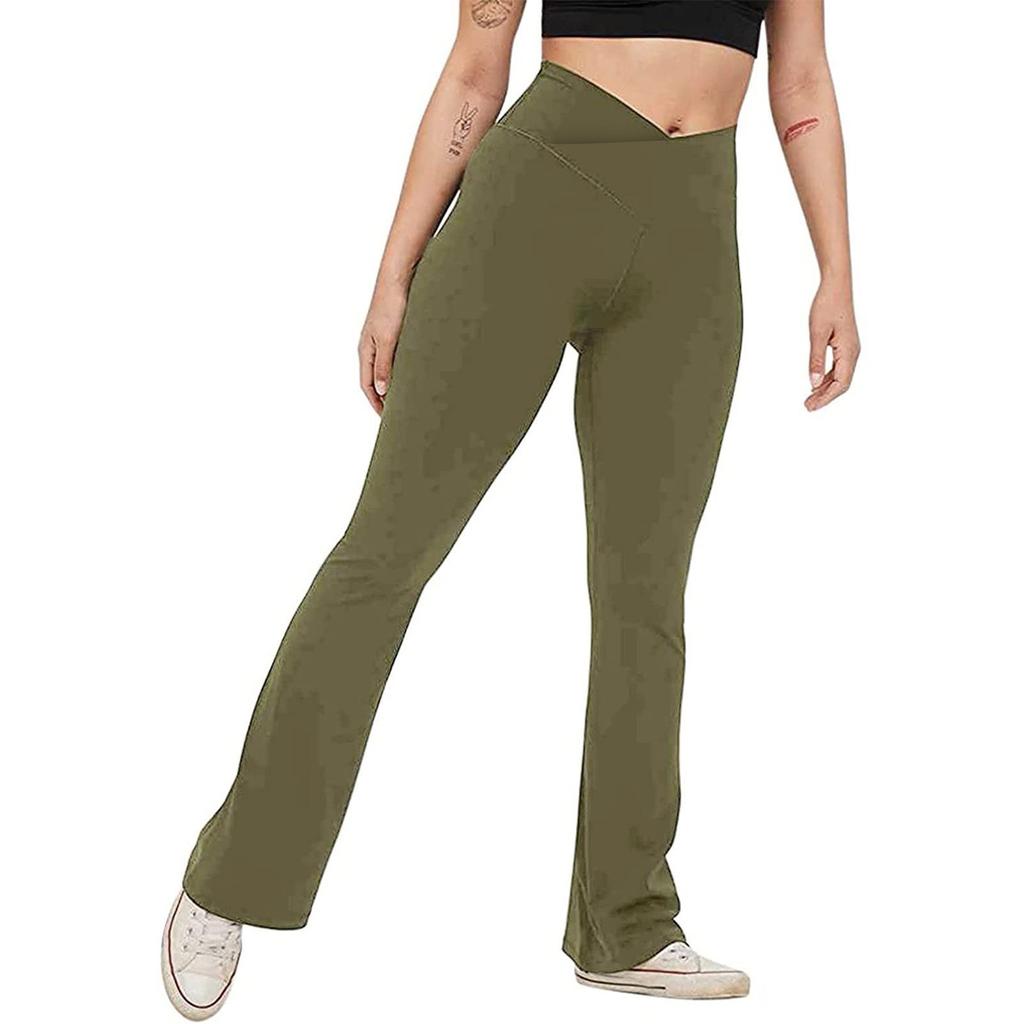 Модные женские сексуальные брюки для йоги с высокой талией и широкими штанинами, однотонные штаны для йоги
