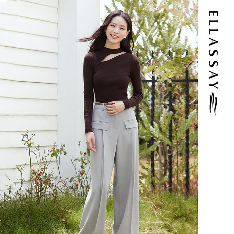 ELLASSAY Women's Merino Wool Hollow-Out Knit Sweater