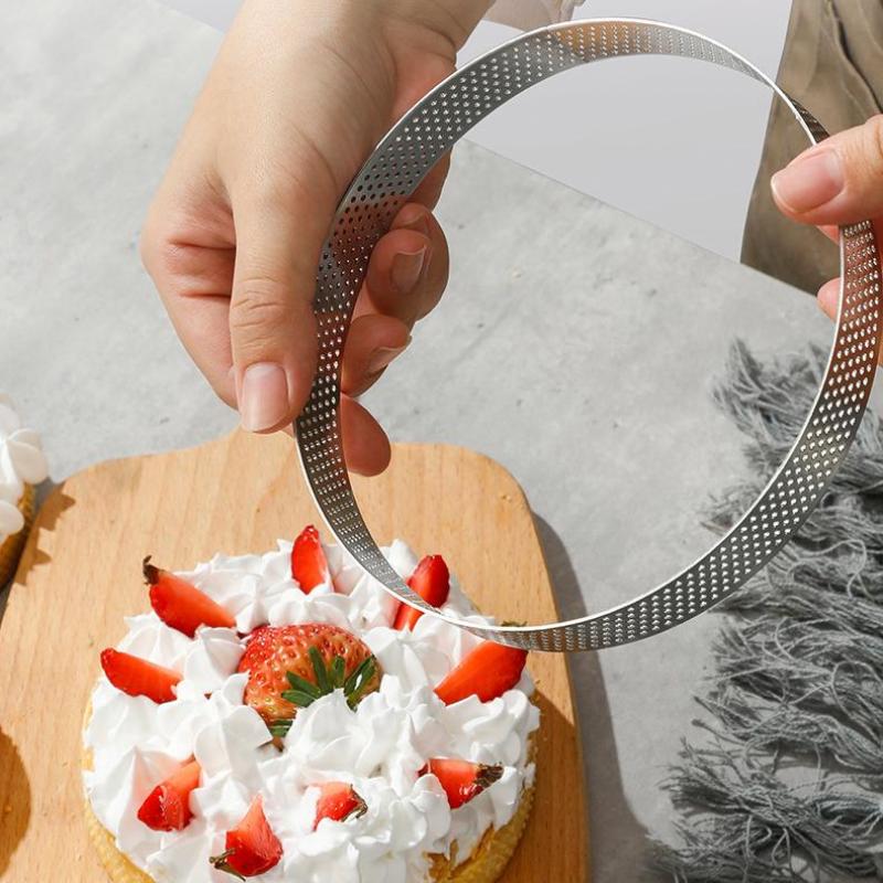 5/6/7/8/9/10 Cm Perforated Tart Rings With Hole Stainless Steel Tart Bottom Tower Fruit Pie Quiches Cake Ring Mousse Baking Mold