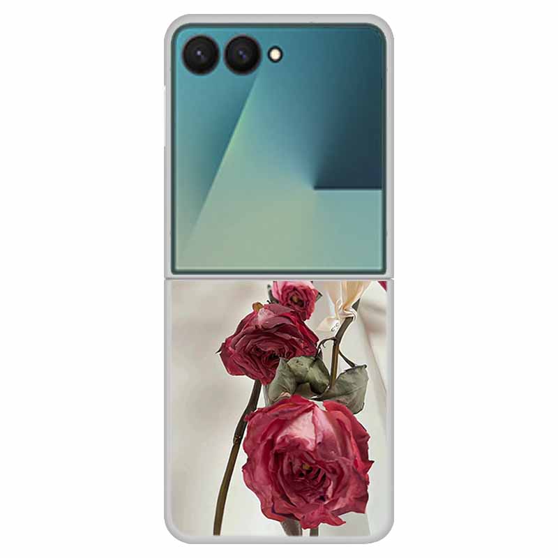 For Samsung Z Flip7 Flip 7 Case Flower Colour Back Cover Hard PC Phone Cases For Samsung Galaxy Z Flip7 Foldable Tansparent Capa