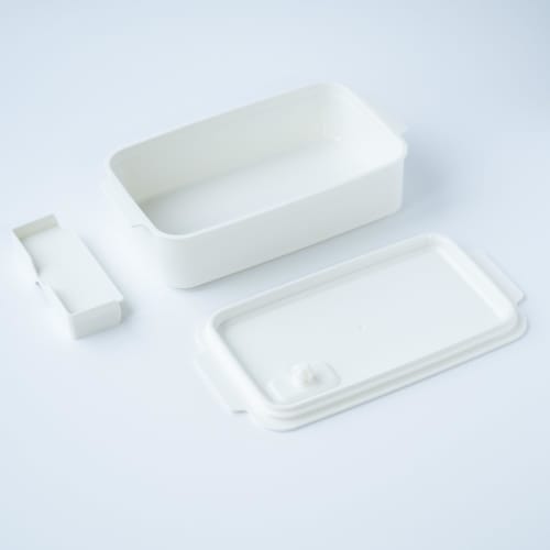 OSK Bento Box, Stock & Lunch, 650ml, White, Storage Container, Microwave-Safe with Lid, Easy-Sealing, Made in Japan, Dishwasher-Safe, STL-650